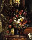 Famous Vase Paintings - A Vase of Flowers on a Console